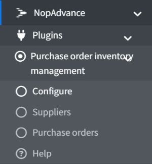 Purchase Order Inventory Management navigation menu